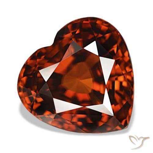 7.42캐럿 천연 밝은 빨간색 지르콘, 하트 모양, 10.8×10.6 mm, VVS