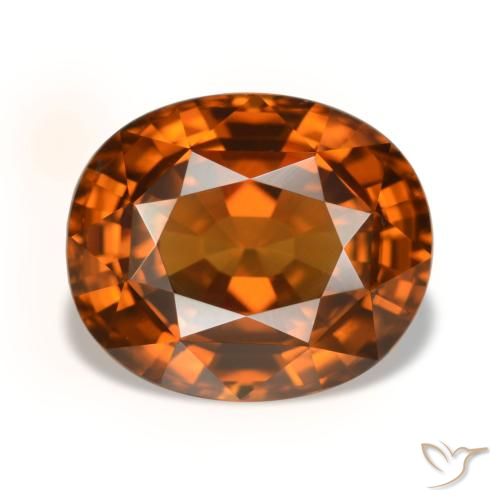 5.52캐럿 천연 Medium Dark-Orange 지르콘, 타원형 컷, 10.5×8.8 mm, VVS