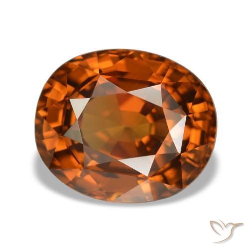 5.52캐럿 천연 Medium Dark-Orange 지르콘, 타원형 컷, 10.5×8.8 mm, VVS