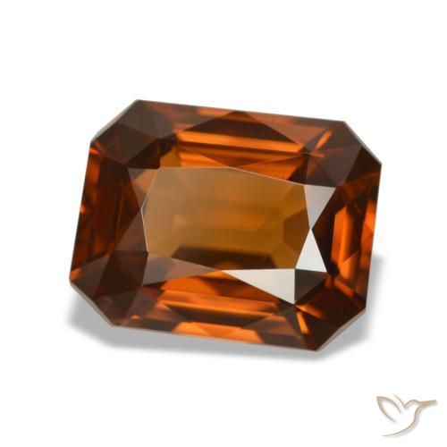 4.76캐럿 천연 앰버 오렌지 지르콘, 에메랄드 컷, 10.1×7.9 mm, VVS-VS