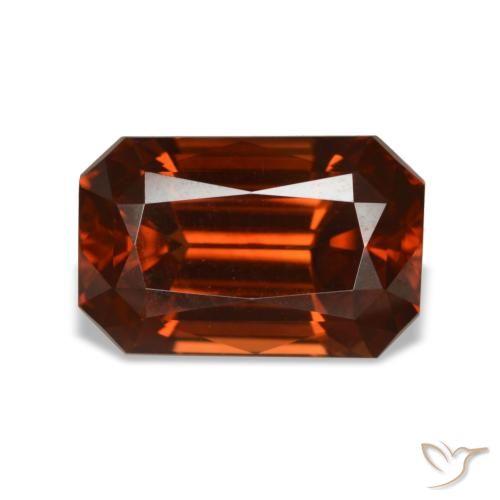 6.24ct 오렌지 지르콘, 에메랄드 컷, VVS