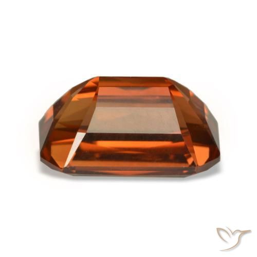 6.24캐럿 천연 붉은빛 오렌지 지르콘, 에메랄드 컷, 11.3×7.2 mm, VVS