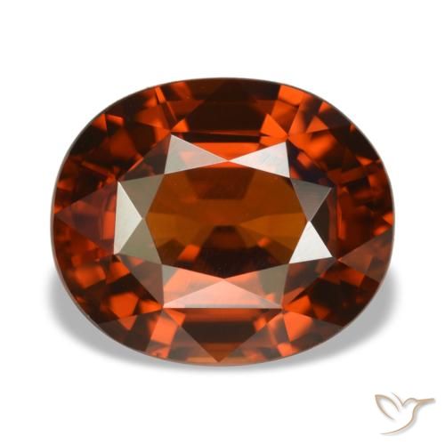 5.14캐럿 천연 다크 오렌지 지르콘, 타원형 컷, 10.4×8.8 mm, VVS