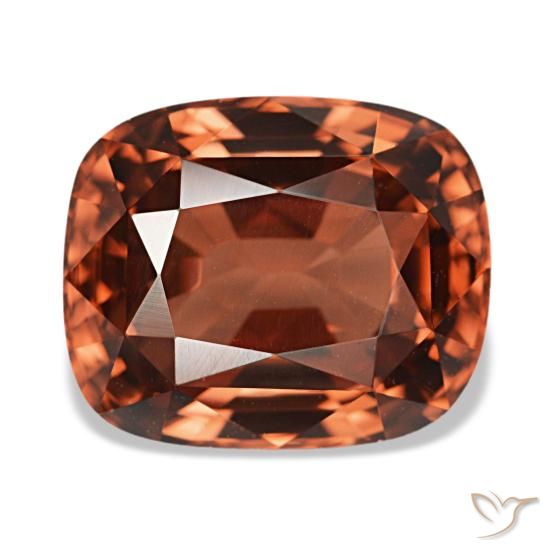 6.13캐럿 천연 딥 레드 지르콘, 쿠션 컷, 10.4×8.6 mm, VVS
