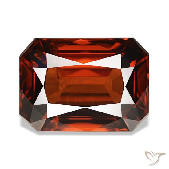 7.02캐럿 천연 스칼렛 레드 지르콘, 에메랄드 컷, 11.4×8.2 mm, VVS-VS