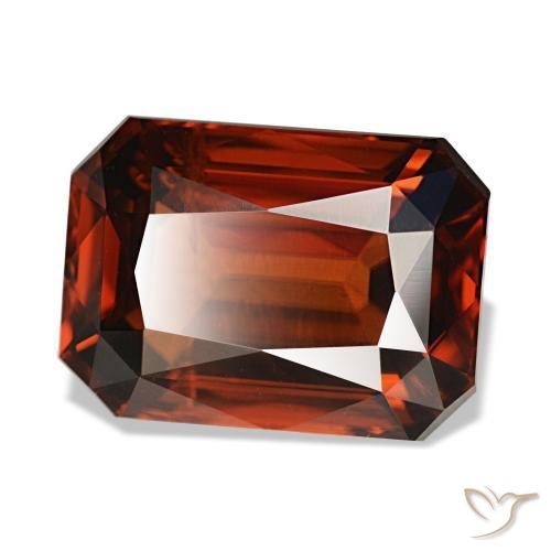 7.02캐럿 천연 스칼렛 레드 지르콘, 에메랄드 컷, 11.4×8.2 mm, VVS-VS