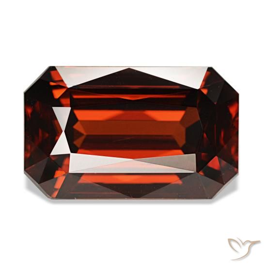 8.30캐럿 천연 딥 블러드 레드 지르콘, 에메랄드 컷, 12.5×7.8 mm, VVS