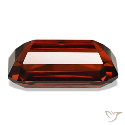 11.44캐럿 천연 딥 레드 지르콘, 에메랄드 컷, 15.6×7.8 mm, VVS-VS
