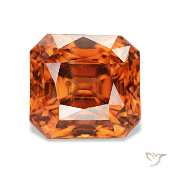 3.67캐럿 천연 미디엄 레드 지르콘, 에메랄드 컷, 7.4×7 mm, VVS-VS