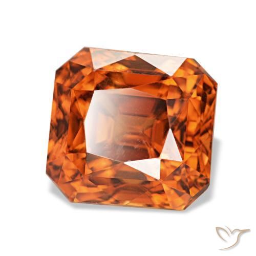 3.67캐럿 천연 미디엄 레드 지르콘, 에메랄드 컷, 7.4×7 mm, VVS-VS